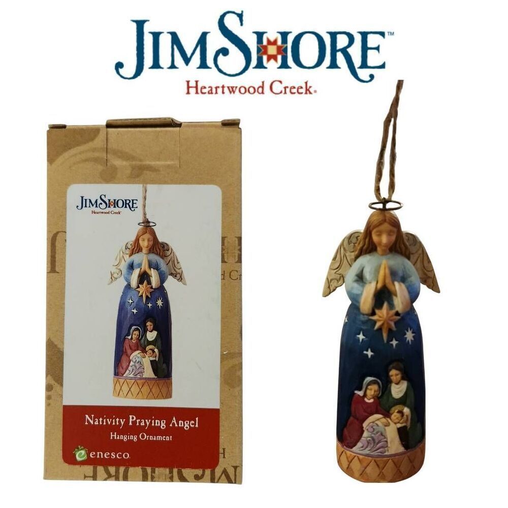 Jim Shore Heartwood Creek Enesco Nativity Praying Angel Hanging Ornament MINT